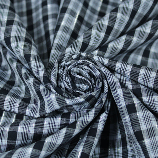 Tissu popeline coton - à carreaux - ton gris bleu - photo 1/5 | So Tissus