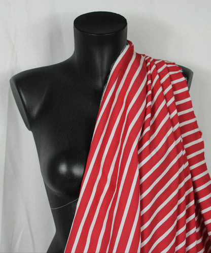 Tissu popeline coton prestige - à rayures - rouge et blanc - photo 4/5 | So Tissus