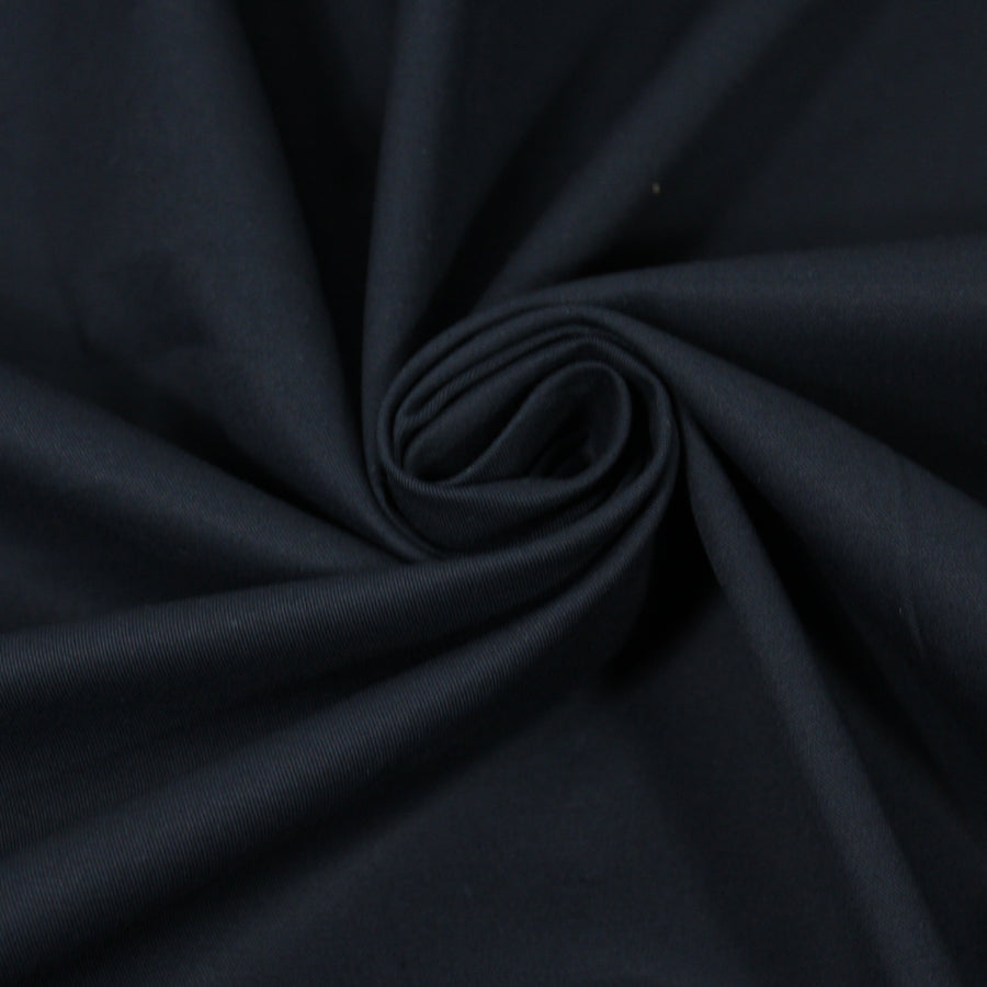 Tissu popeline de coton prestige stretch - bleu marine