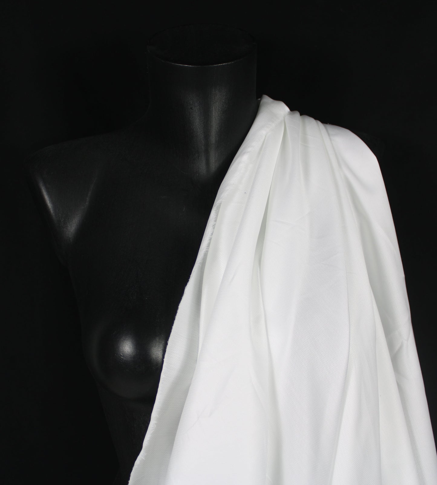 Tissu popeline piqué de coton prestige - blanc - photo 3/4 | So Tissus