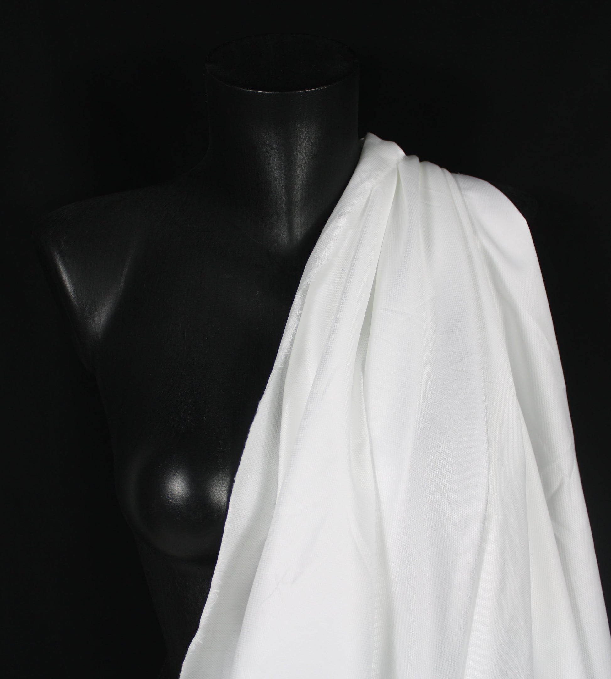 Tissu popeline piqué de coton prestige - blanc - photo 3/4 | So Tissus