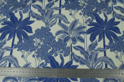 Tissu popeline de coton - imprimé fleuri - bleu et blanc - photo 5/5 | So Tissus