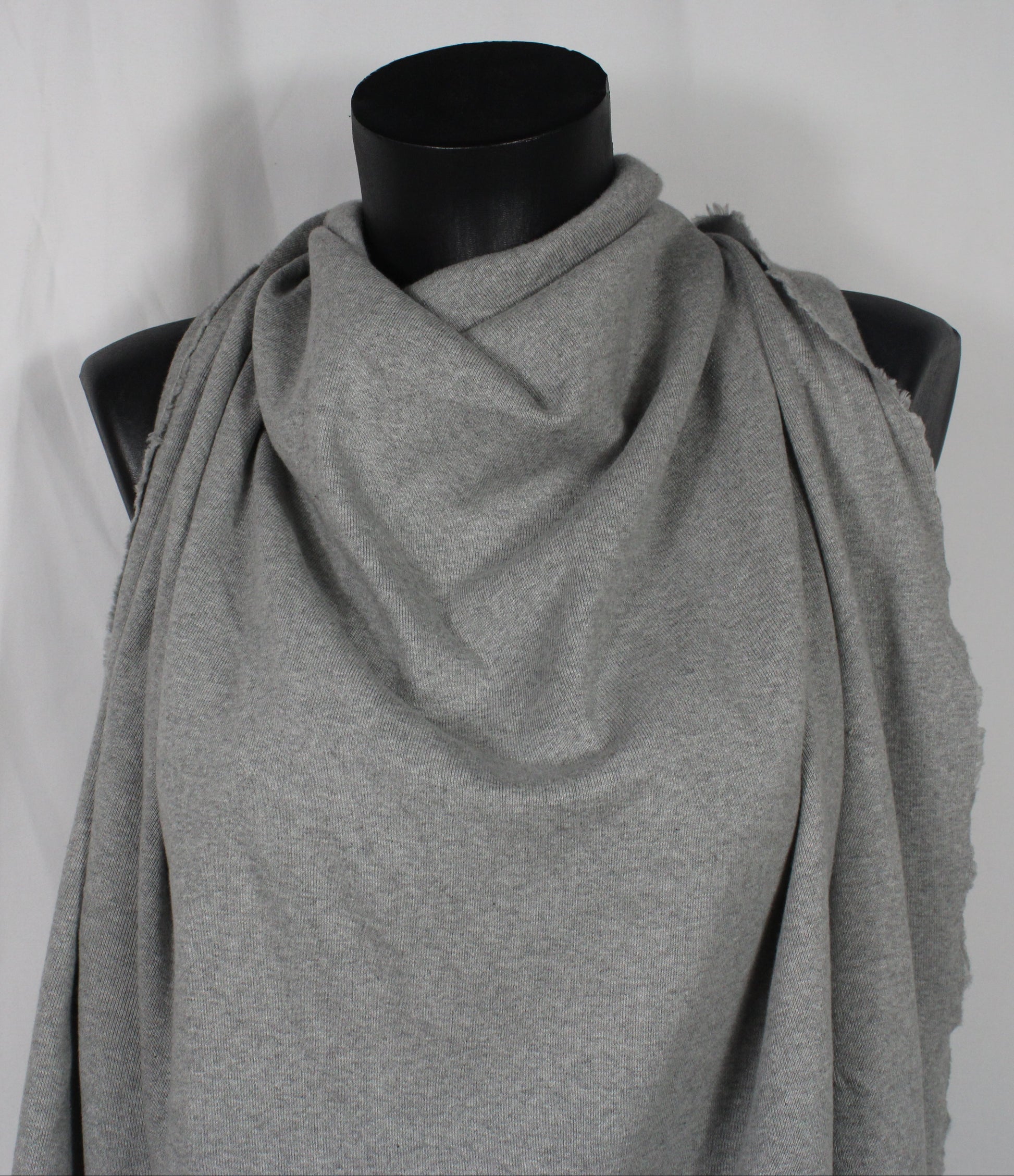 Tissu maille coton côtelé stretch - gris chiné - photo 3/4 | So Tissus