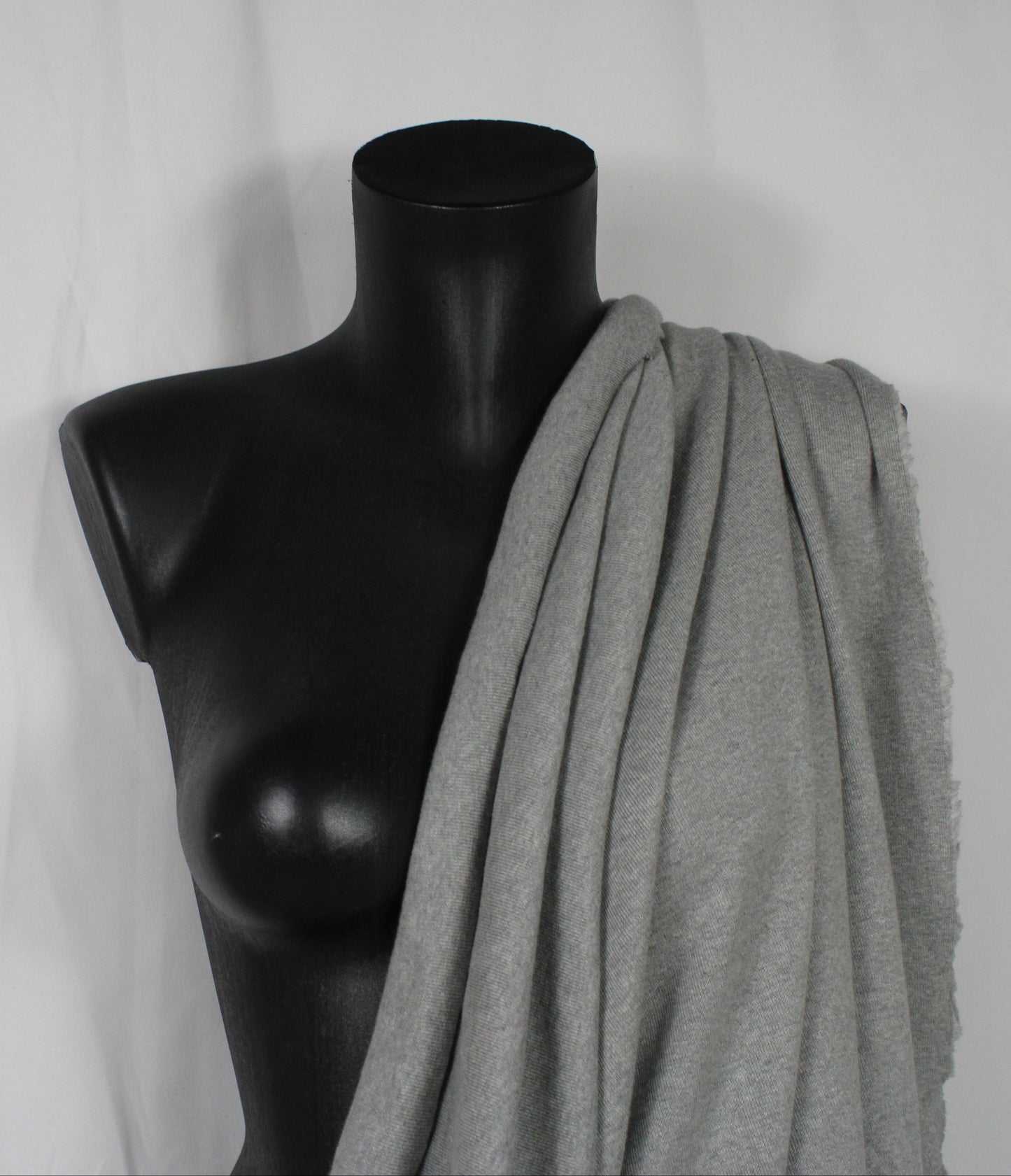 Tissu maille coton côtelé stretch - gris chiné - photo 4/4 | So Tissus