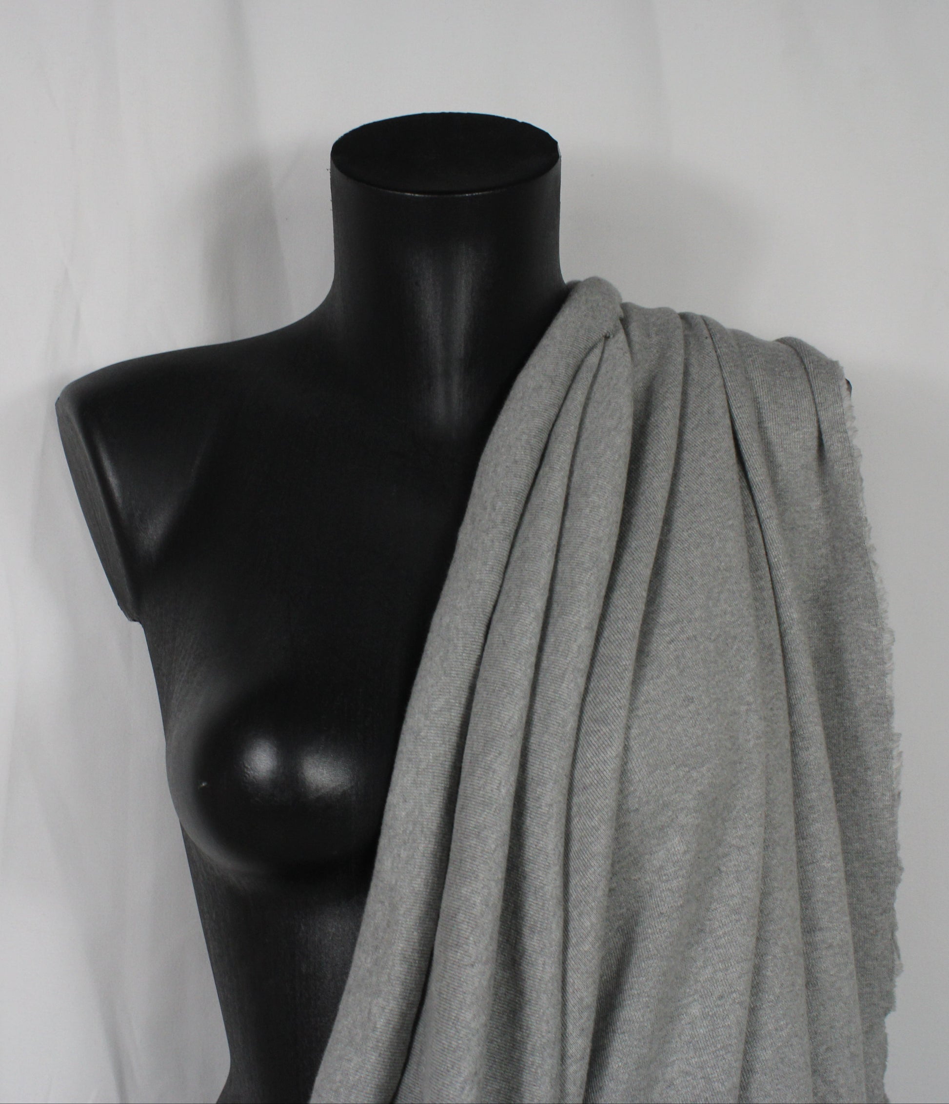 Tissu maille coton côtelé stretch - gris chiné - photo 4/4 | So Tissus