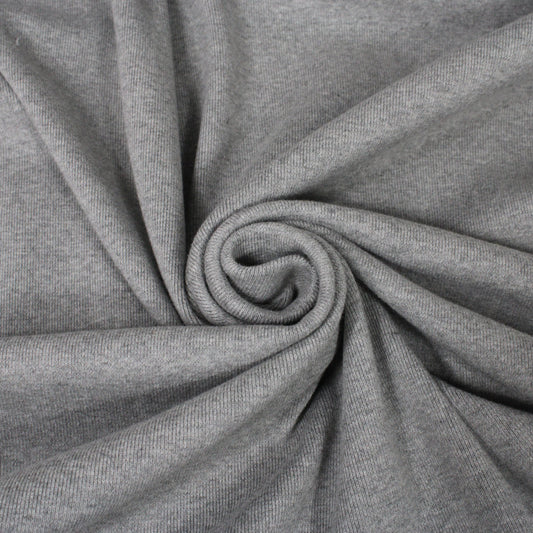 Tissu maille coton côtelé stretch - gris chiné - photo 1/4 | So Tissus