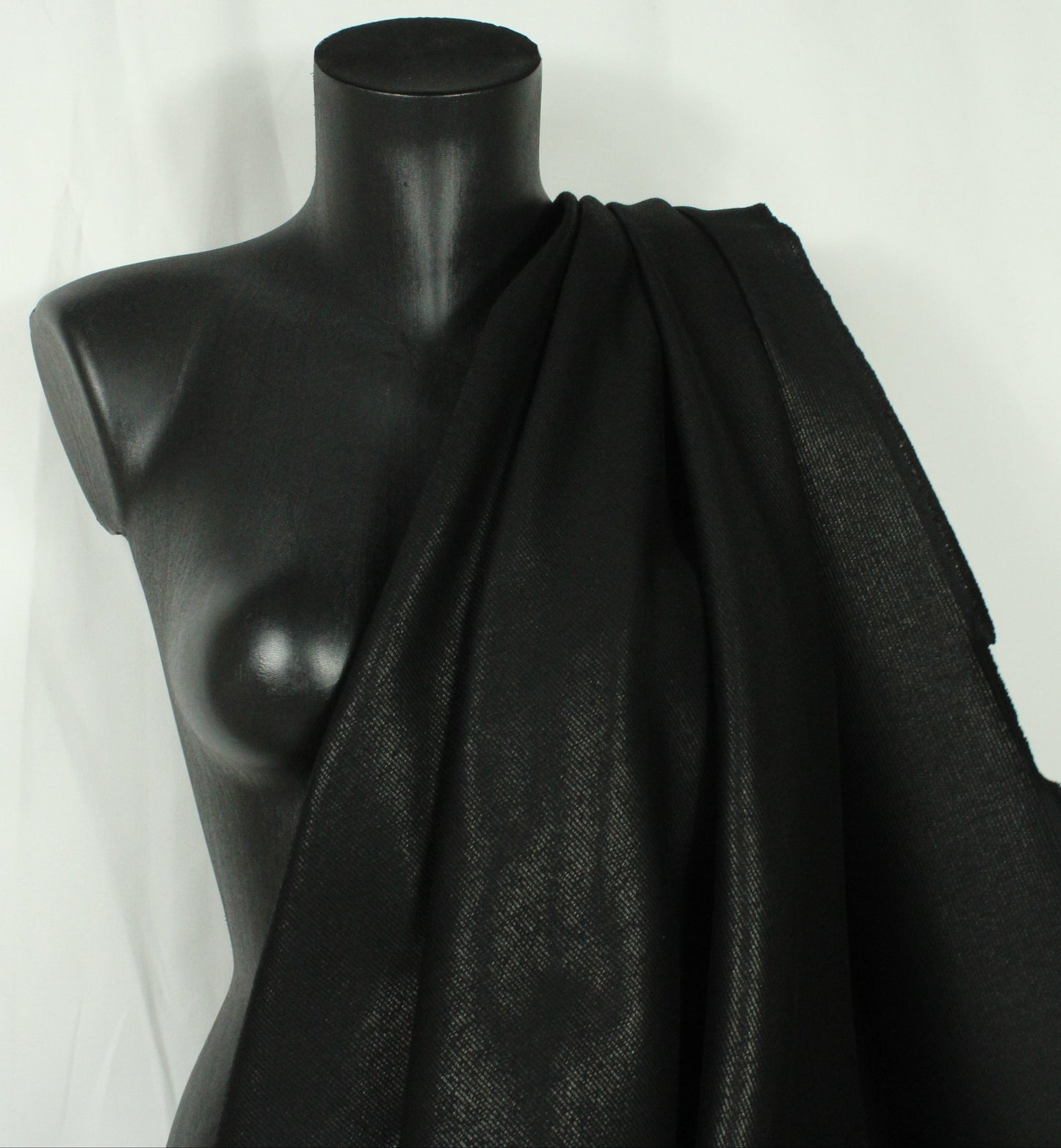 Tissu gabardine coton côtelé - noir irisé - photo 3/4 | So Tissus