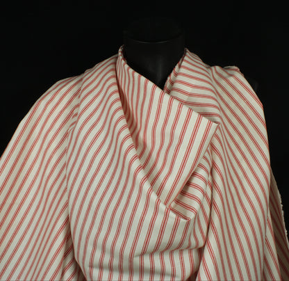 Tissu lin  - à rayures - écru et rouge - photo 3/4 | So Tissus