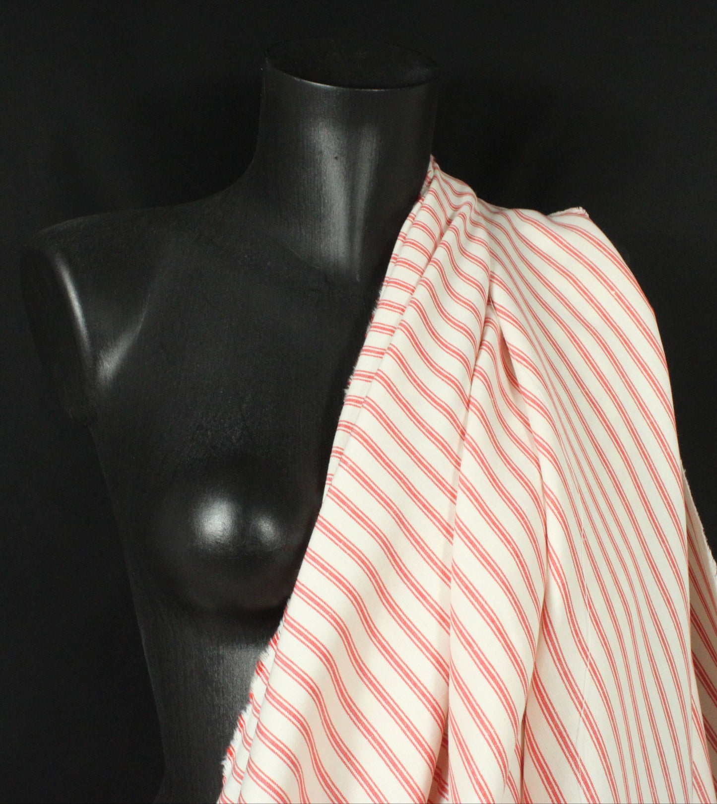 Tissu lin  - à rayures - écru et rouge - photo 4/4 | So Tissus