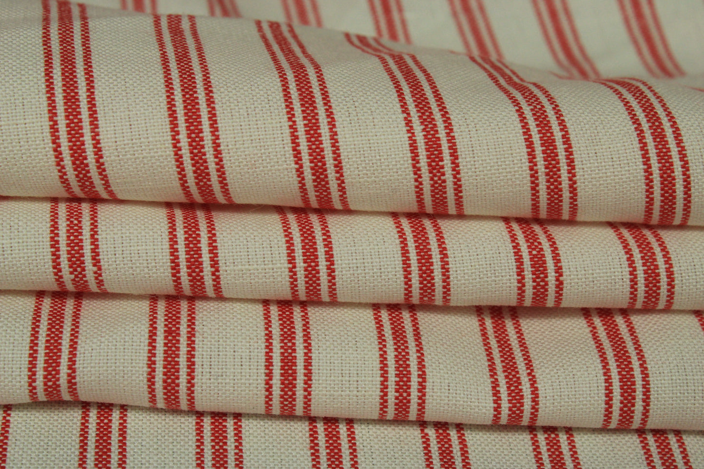 Tissu lin  - à rayures - écru et rouge - photo 2/4 | So Tissus