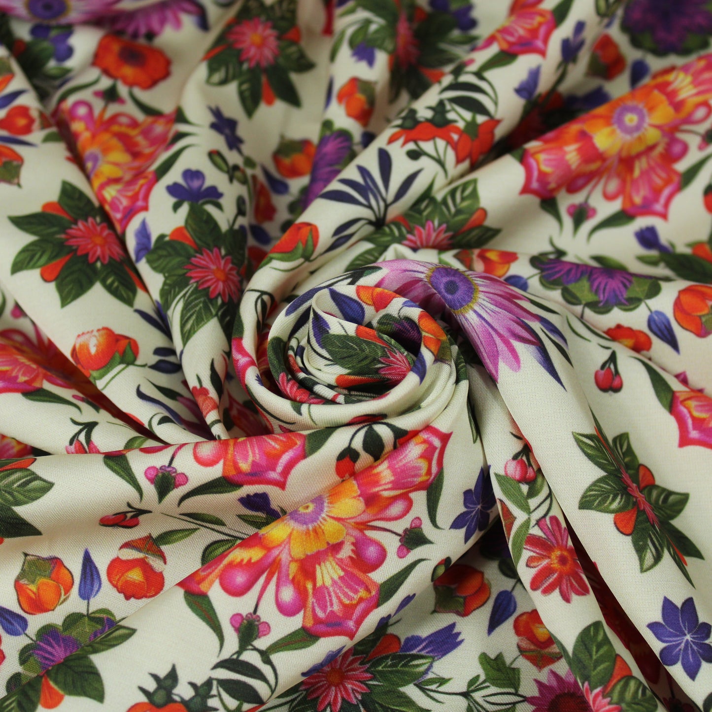Tissu satin de viscose - imprimé fleuri - multicolore - photo 1/5 | So Tissus