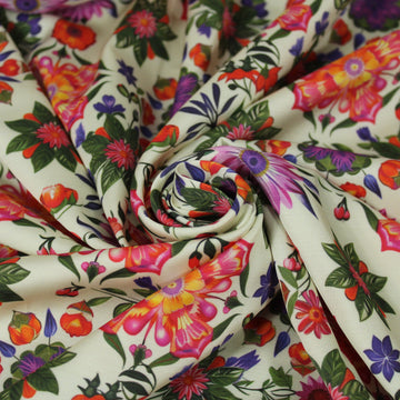 Tissu satin de viscose - imprimé fleuri - multicolore