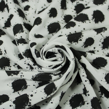 Tissu crêpe de chine 100% soie - imprimé à pois tacheté - noir et blanc - photo 1/5 | So Tissus