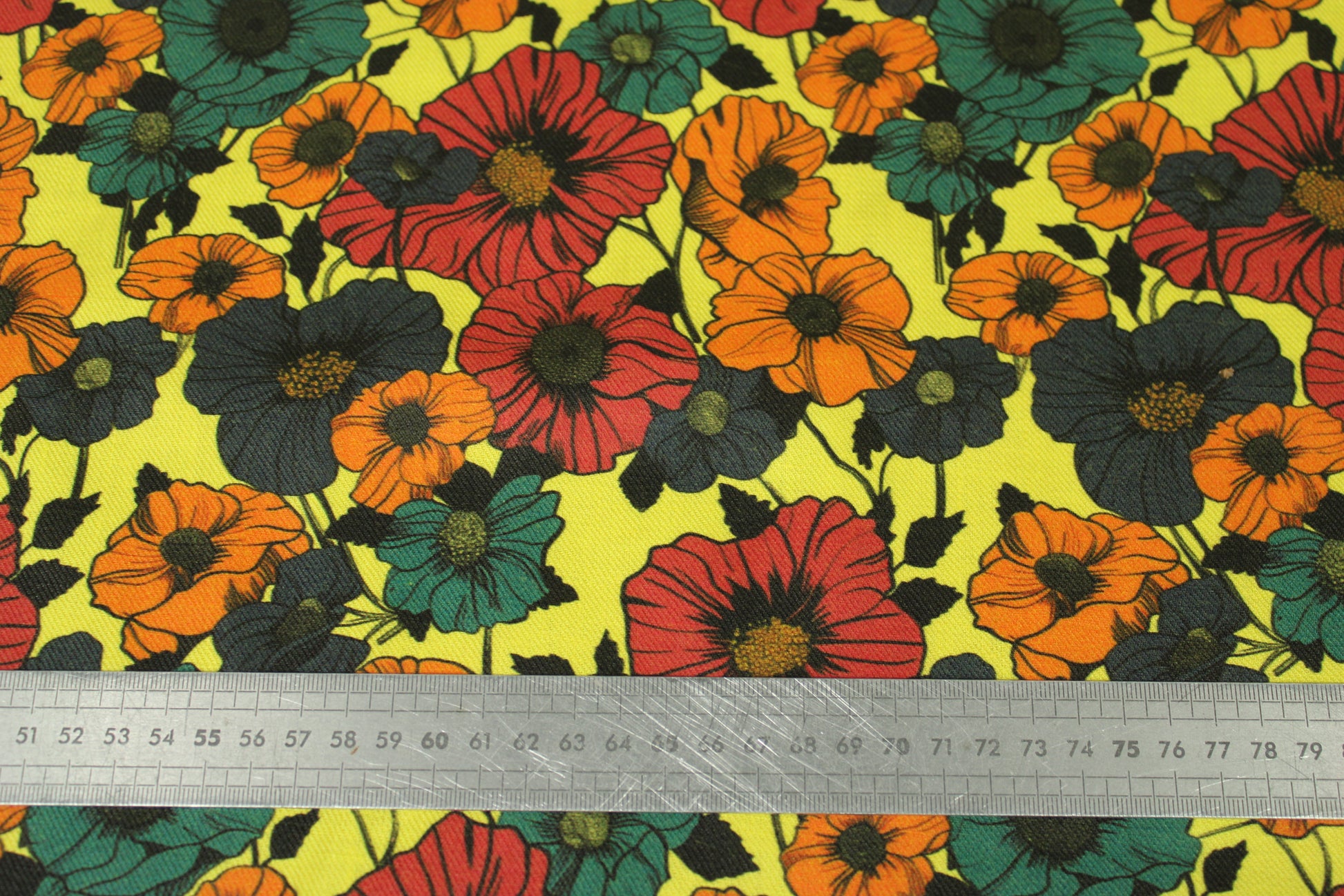 Tissu lin jaune - imprimé grandes fleurs - multicolore - photo 3/5 | So Tissus