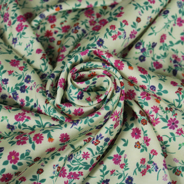 Tissu satin de viscose - imprimé petites fleurs roses
