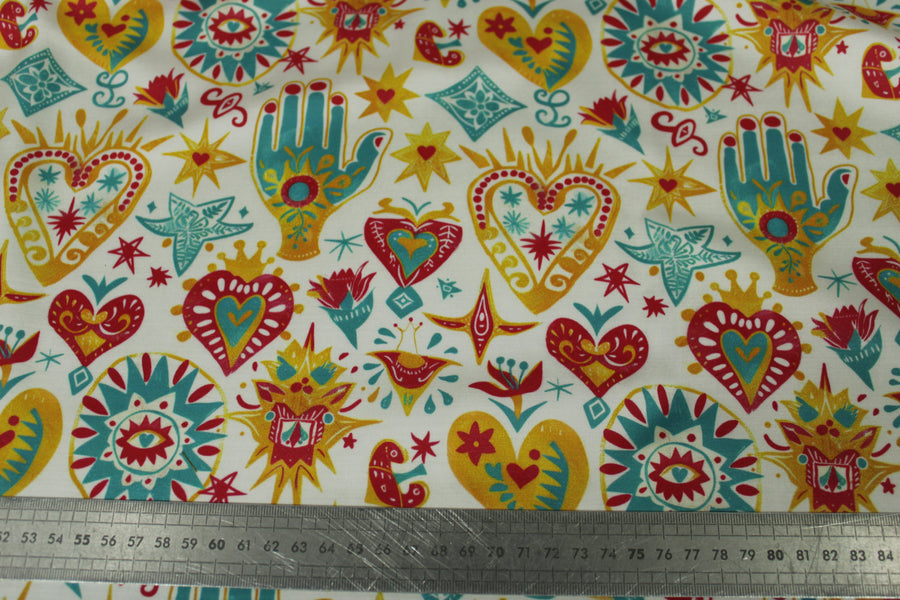 Tissu satin de viscose - imprimé folk mexicain