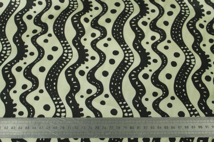 Tissu satin de viscose - imprimé rayures et pois - écru et noir - photo 5/5 | So Tissus