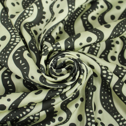 Tissu satin de viscose - imprimé rayures et pois - écru et noir - photo 1/5 | So Tissus