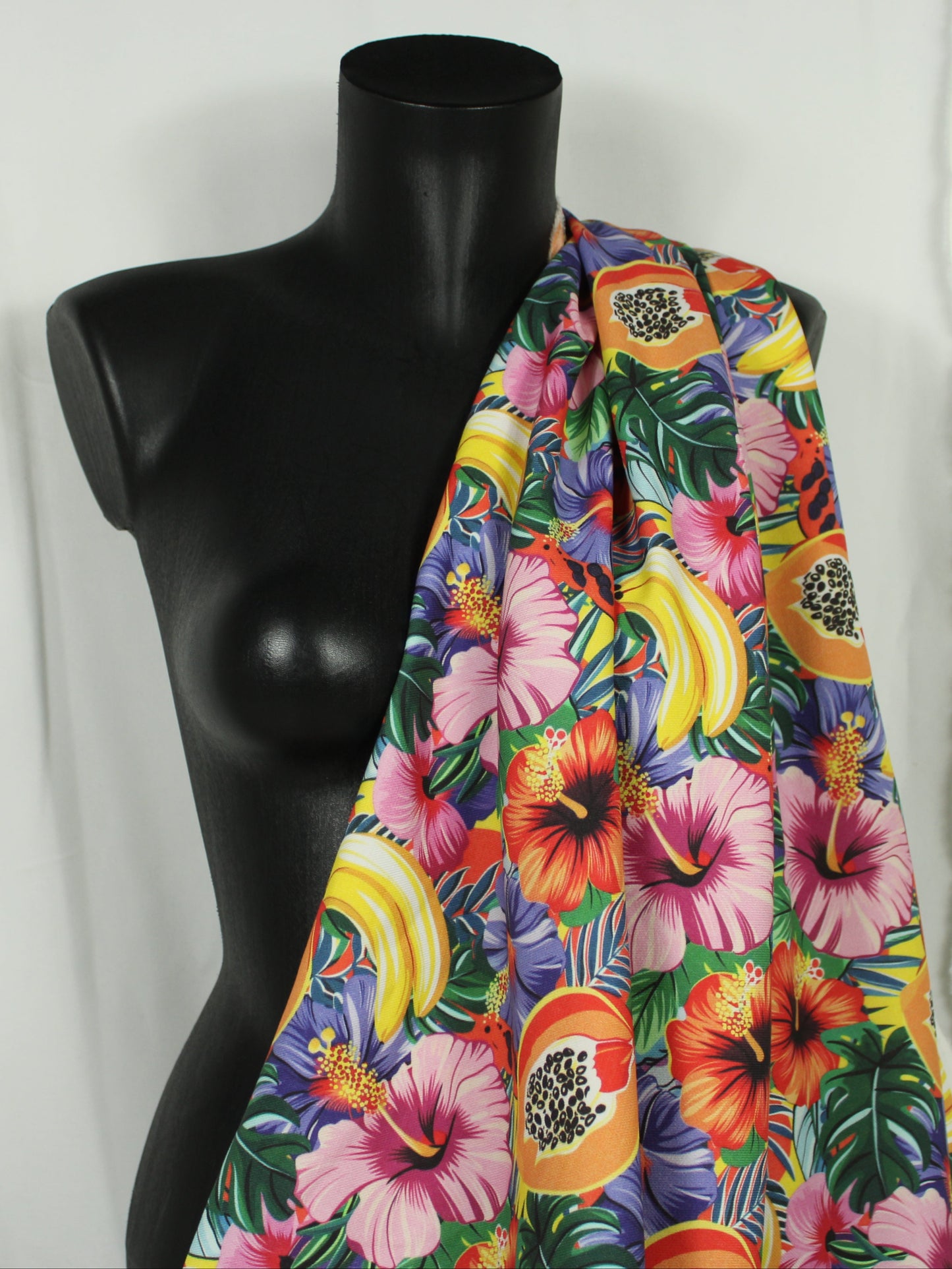Tissu twill coton et lin - imprimé fruits exotiques - multicolore - photo 4/5 | So Tissus