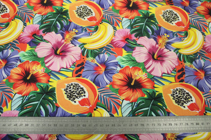Tissu twill coton et lin - imprimé fruits exotiques - multicolore - photo 5/5 | So Tissus
