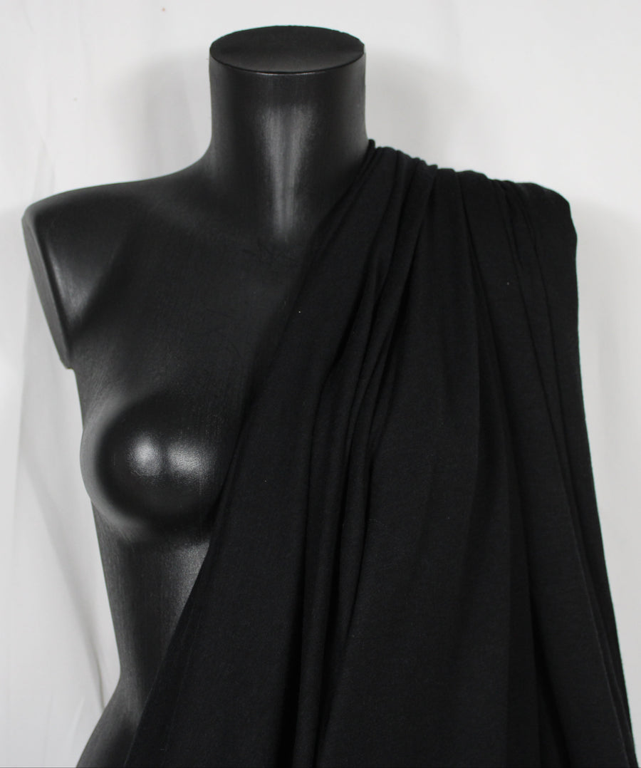 Tissu jersey de laine - noir