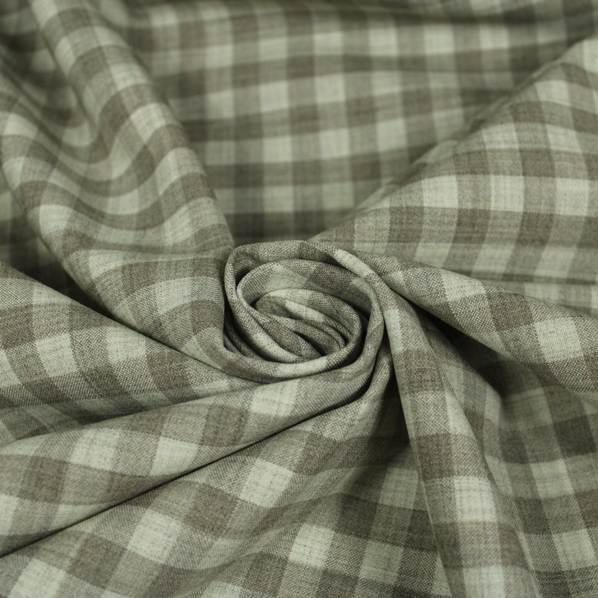 Tissu crêpe de laine stretch - à carreaux - ton greige - photo 1/5 | So Tissus