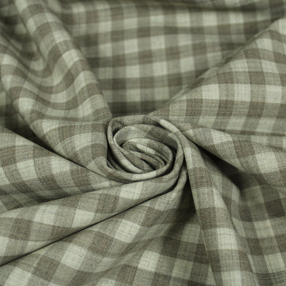 Tissu crêpe de laine stretch - à carreaux - ton greige - photo 1/5 | So Tissus