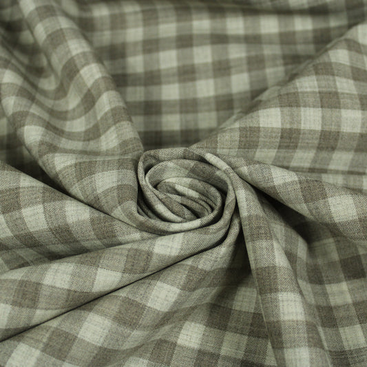 Tissu crêpe de laine stretch - à carreaux - ton greige - photo 1/5 | So Tissus