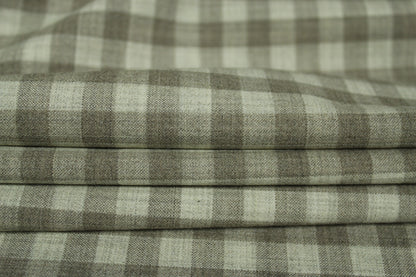 Tissu crêpe de laine stretch - à carreaux - ton greige - photo 2/5 | So Tissus