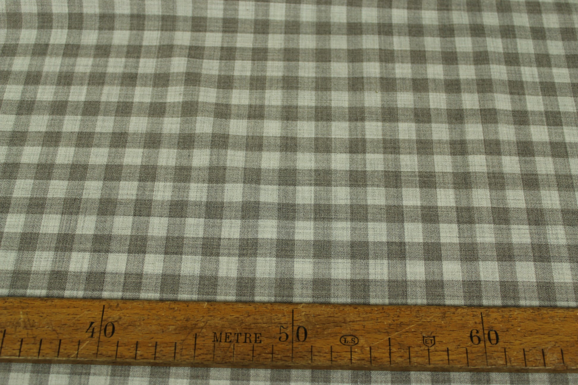 Tissu crêpe de laine stretch - à carreaux - ton greige - photo 3/5 | So Tissus
