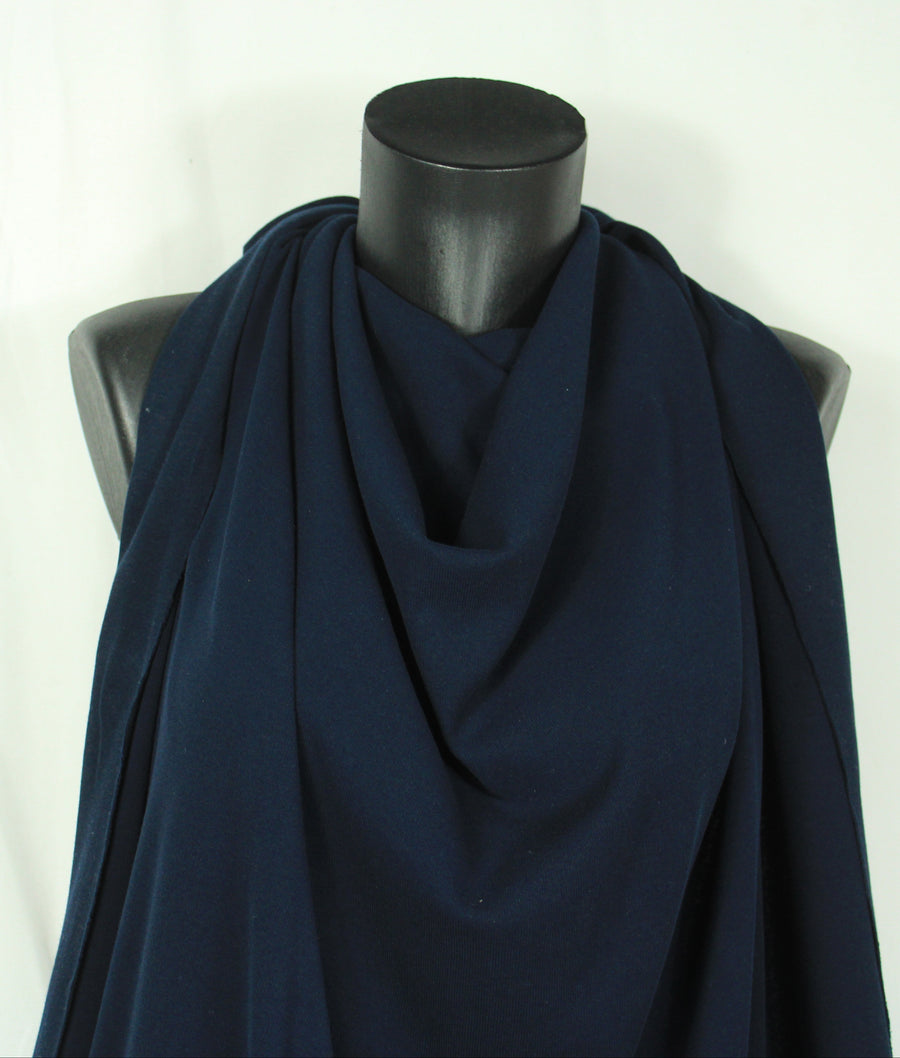 Tissu maille coton côtelé stretch - bleu marine