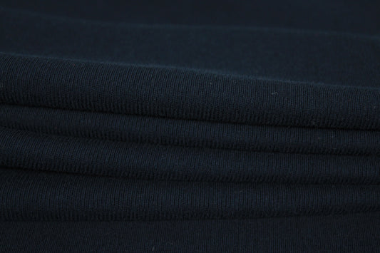 Tissu maille coton côtelé stretch - bleu marine - photo 2/4 | So Tissus