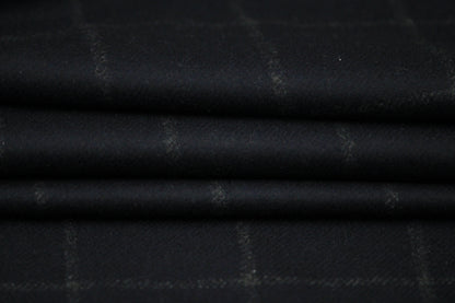 Tissu drap de laine - à carreaux - bleu marine - photo 2/5 | So Tissus