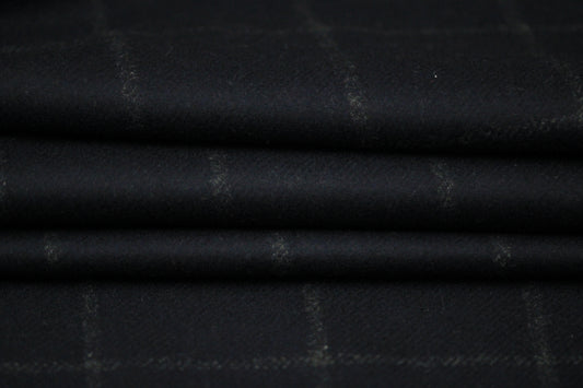 Tissu drap de laine - à carreaux - bleu marine - photo 2/5 | So Tissus