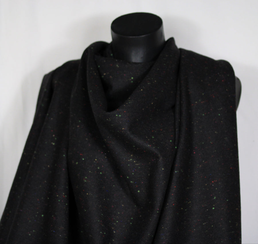 Tissu lainage - moucheté multicolore - ton noir