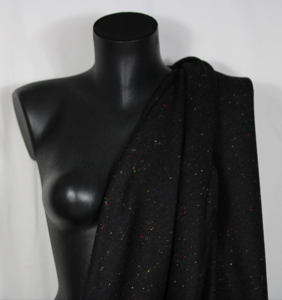 Tissu lainage - moucheté multicolore - ton noir