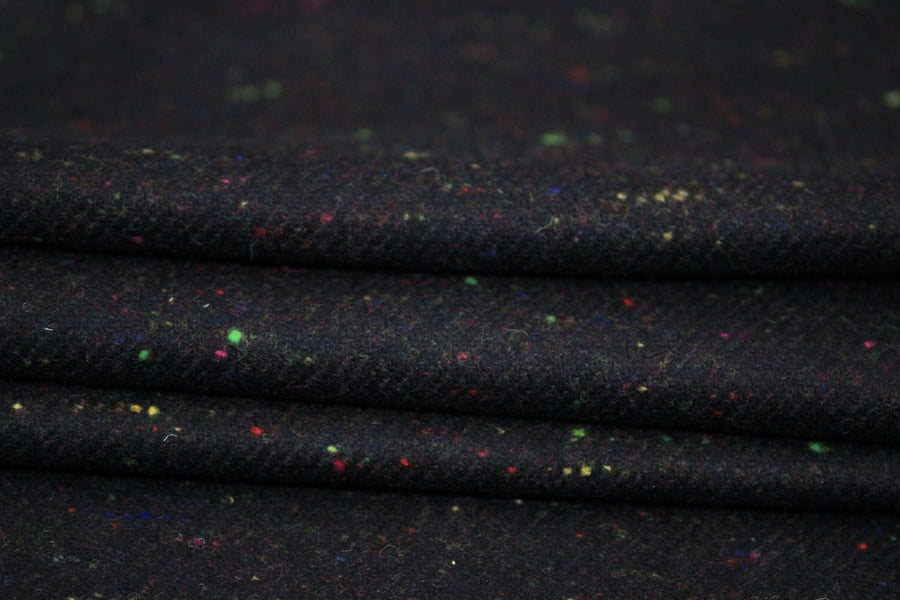 Tissu lainage - moucheté multicolore - ton noir