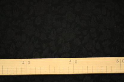 Tissu jacquard de soie - motif fleuri - noir - photo 3/5 | So Tissus