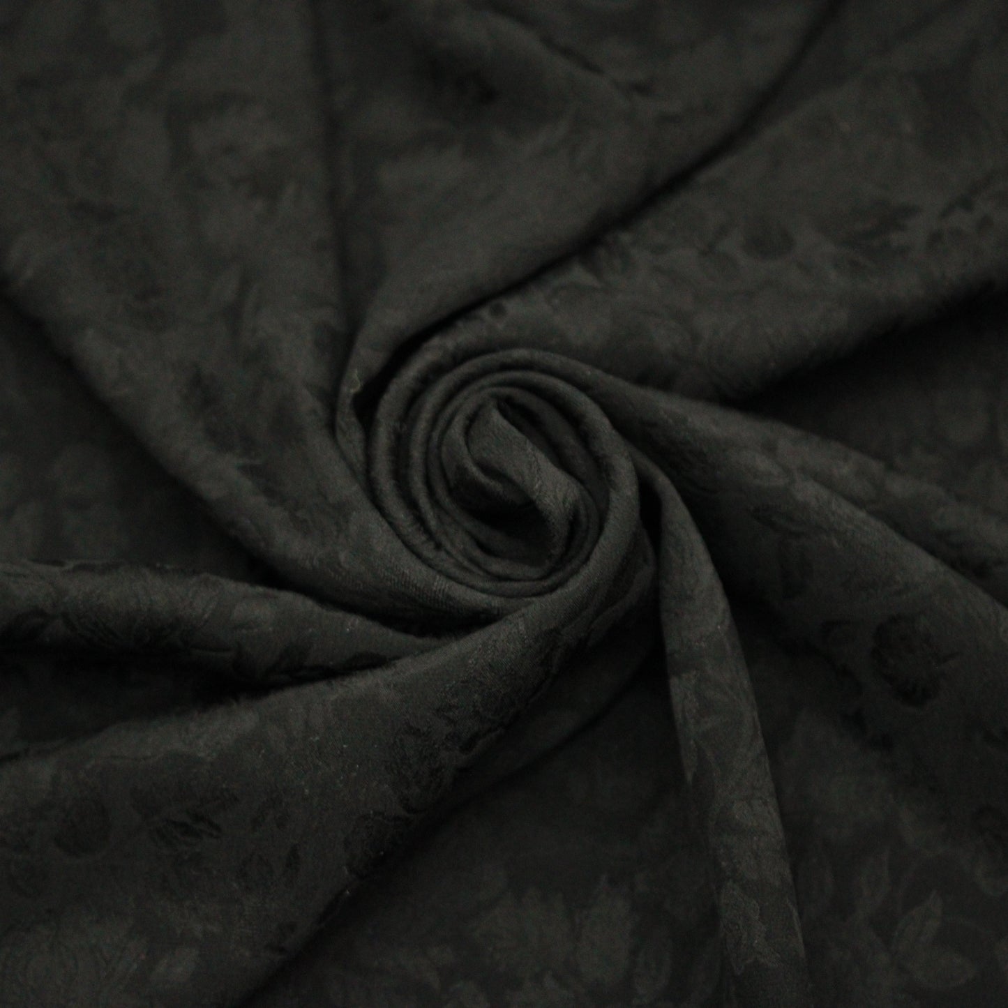 Tissu jacquard de soie - motif fleuri - noir - photo 1/5 | So Tissus