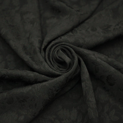 Tissu jacquard de soie - motif fleuri - noir - photo 1/5 | So Tissus
