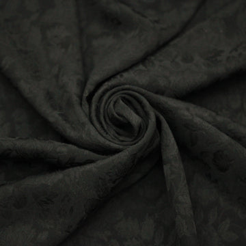 Tissu jacquard de soie - motif fleuri - noir
