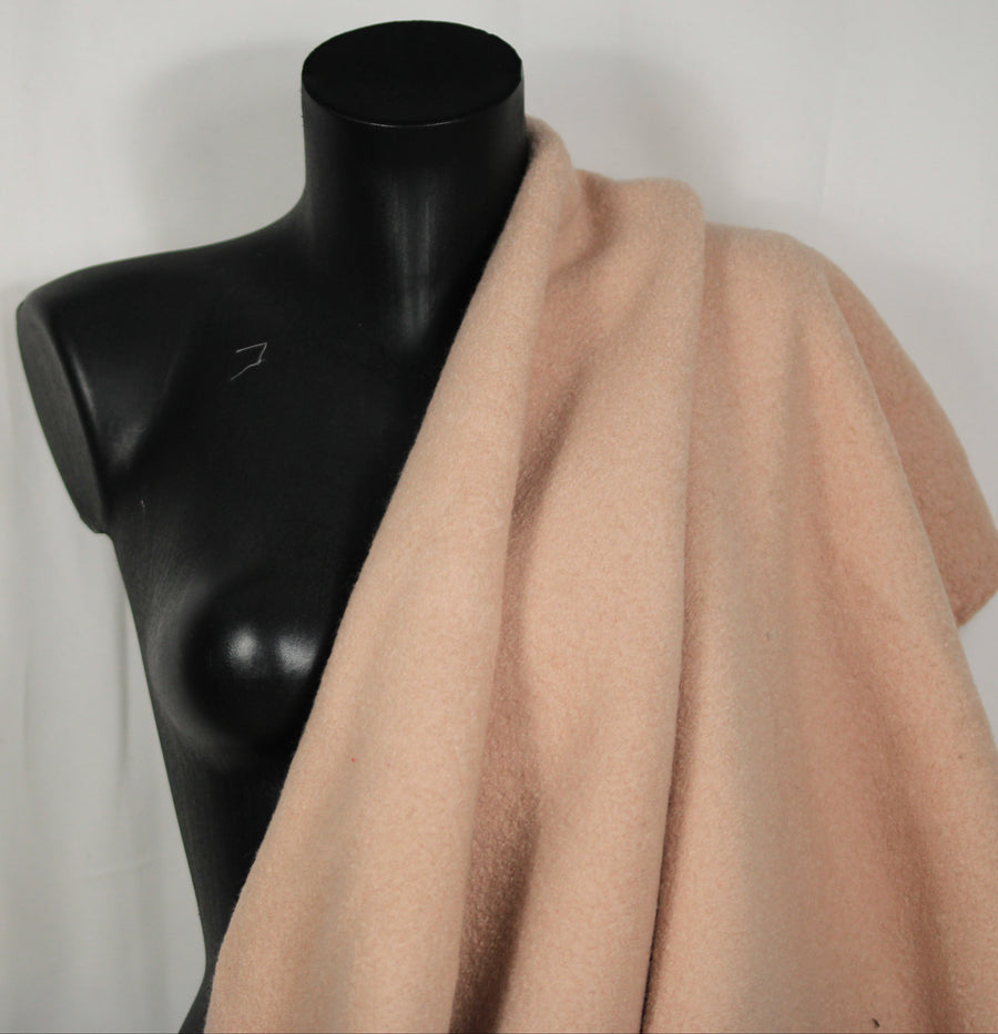 Tissu Drap de laine bouillie - rose pâle
