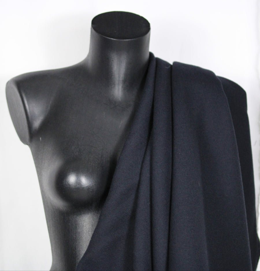 Tissu double crêpe de laine - bleu marine foncé