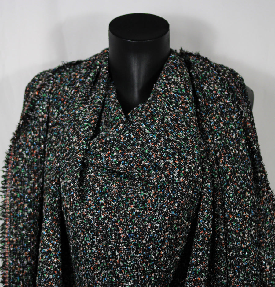 Tissu tweed lurex - ton noir multicolore