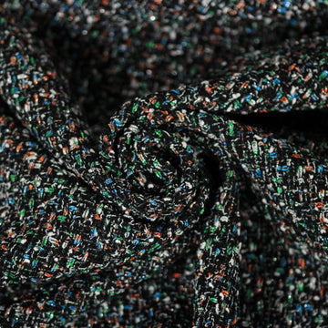 Tissu tweed lurex - ton noir multicolore