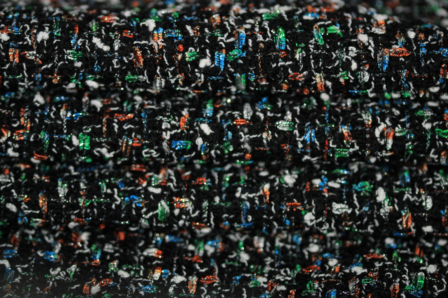 Tissu tweed lurex - ton noir multicolore