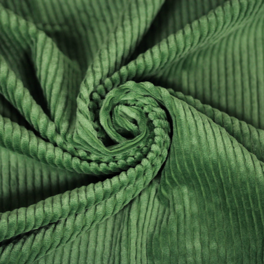 Tissu velours grosse côte - vert amende