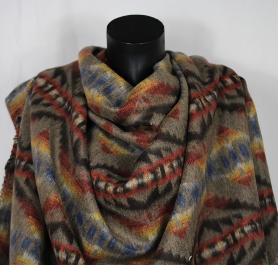 Tissu lainage duveteux - motif ikat