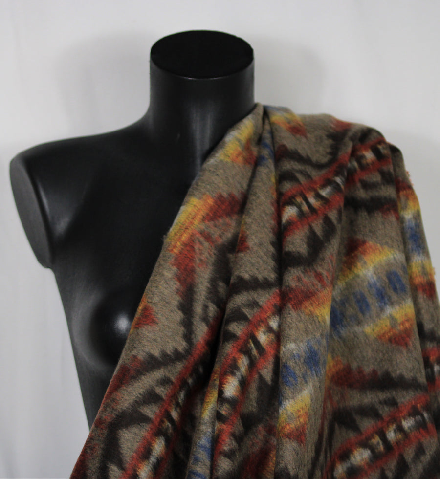 Tissu lainage duveteux - motif ikat