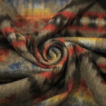 Tissu lainage duveteux - motif ikat